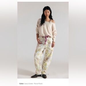 We the free moxy printed flocked barrel jeans